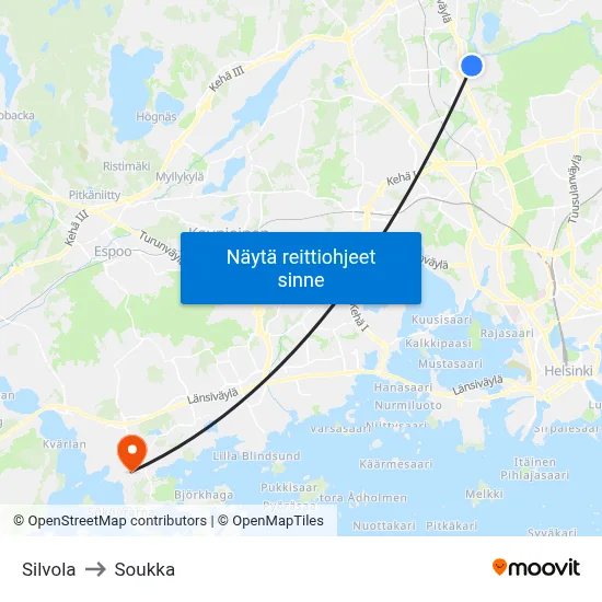 Silvola to Soukka map