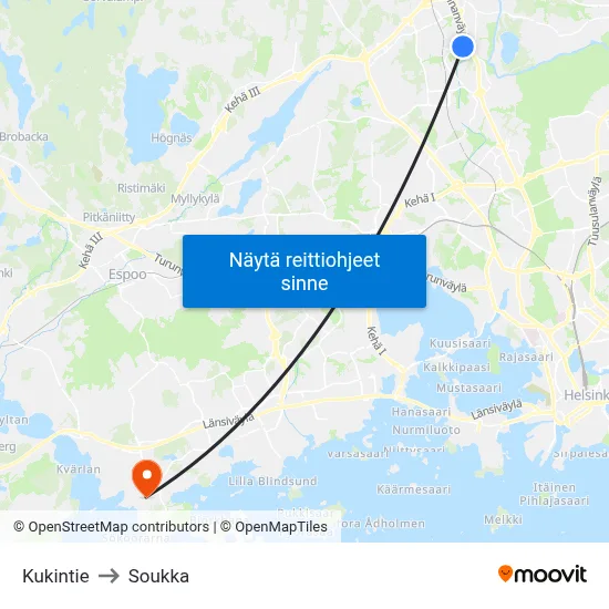 Kukintie to Soukka map