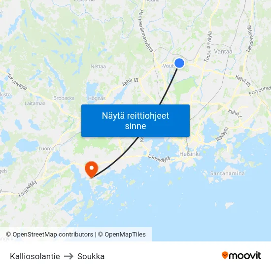 Kalliosolantie to Soukka map