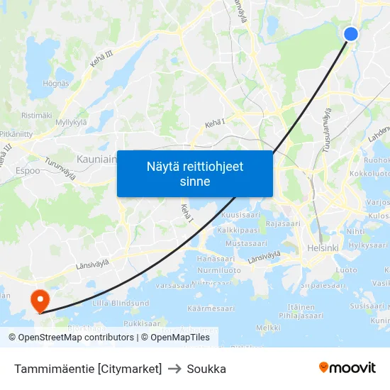Tammimäentie 🛒 to Soukka map