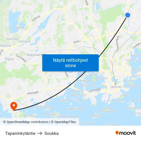 Tapaninkyläntie to Soukka map