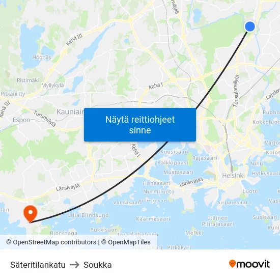 Säteritilankatu to Soukka map