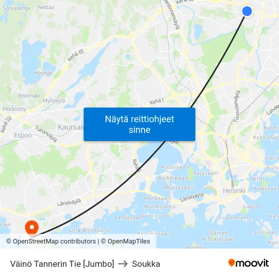Väinö Tannerin Tie  [Jumbo] to Soukka map