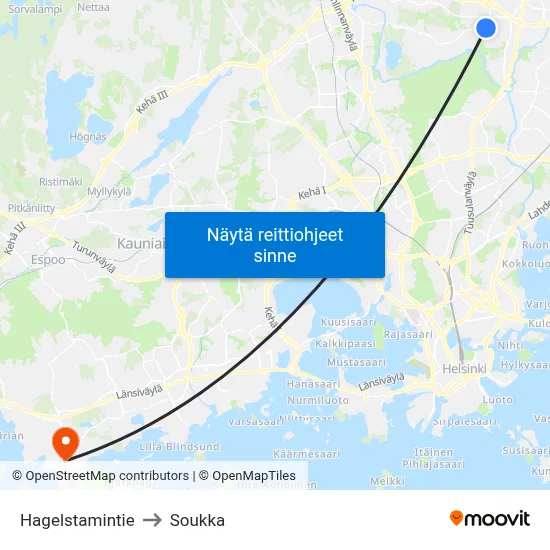 Hagelstamintie to Soukka map