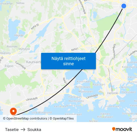 Tasetie to Soukka map