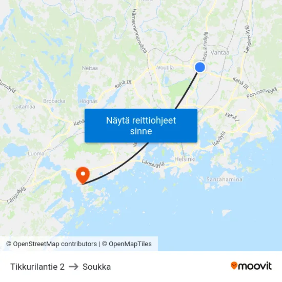 Tikkurilantie 2 to Soukka map