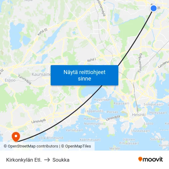 Kirkonkylän Etl. to Soukka map