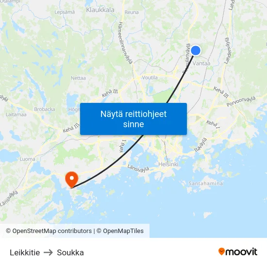 Leikkitie to Soukka map