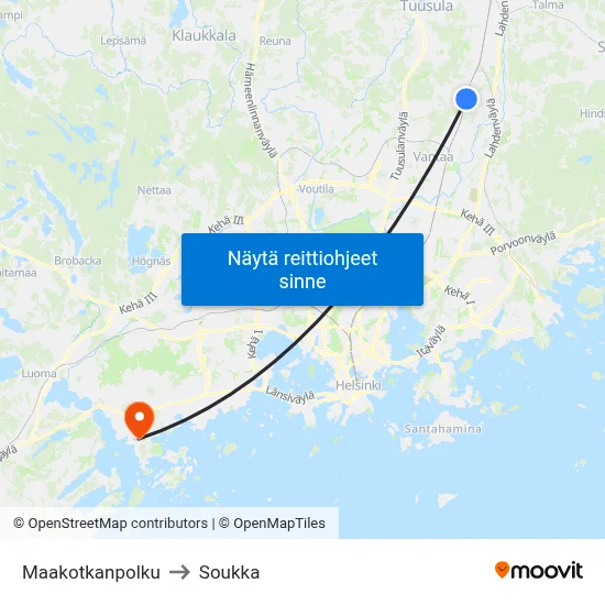 Maakotkanpolku to Soukka map
