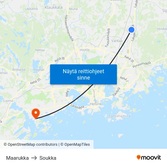 Maarukka to Soukka map