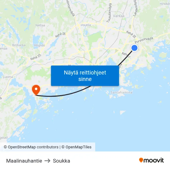 Maalinauhantie to Soukka map