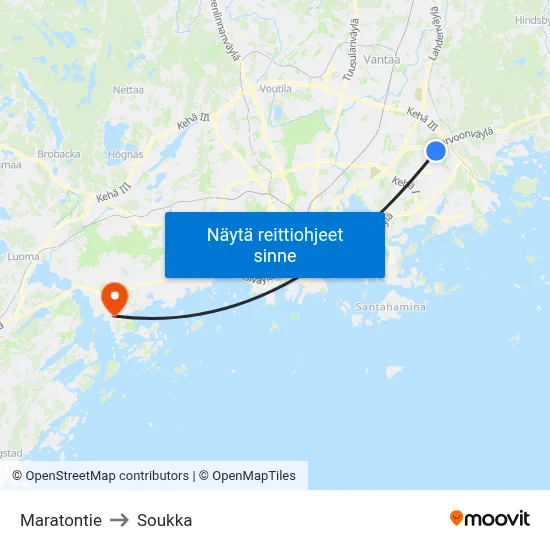 Maratontie to Soukka map