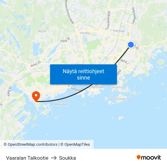 Vaaralan Talkootie to Soukka map