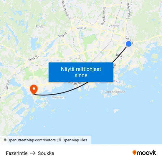 Fazerintie to Soukka map