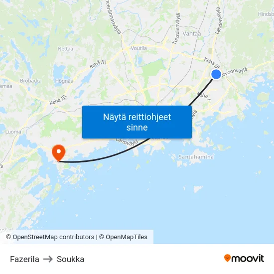 Fazerila to Soukka map