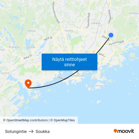 Sotungintie to Soukka map