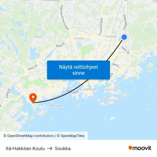 Itä-Hakkilan Koulu to Soukka map