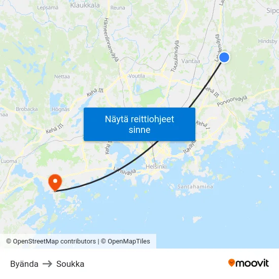 Byända to Soukka map