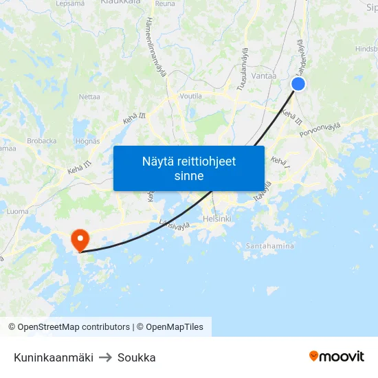 Kuninkaanmäki to Soukka map