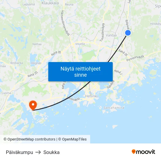 Päiväkumpu to Soukka map
