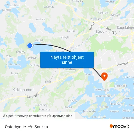 Österbyntie to Soukka map