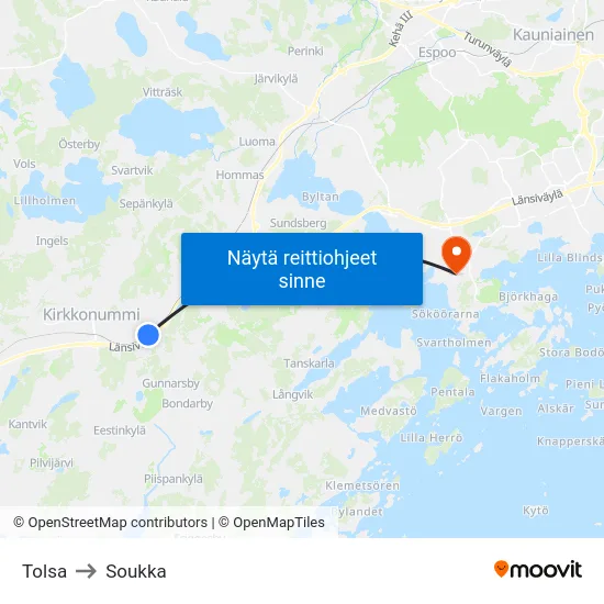 Tolsa to Soukka map