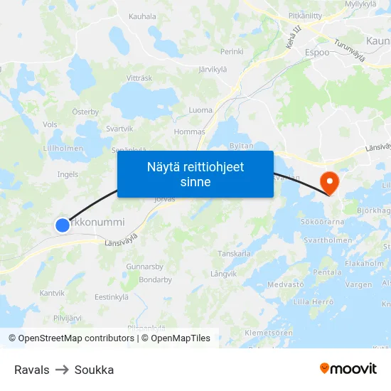Ravals to Soukka map