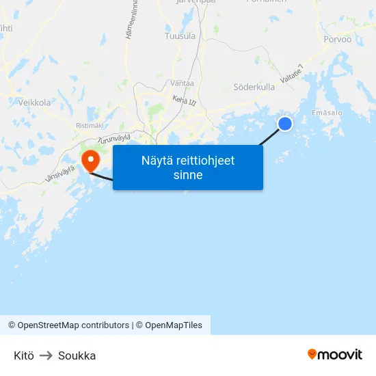 Kitö to Soukka map