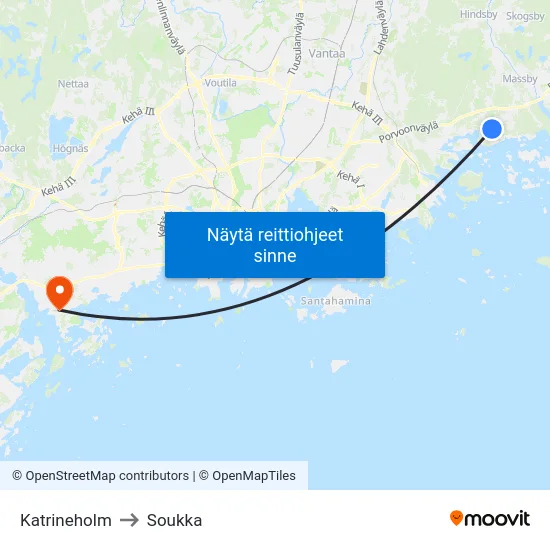 Katrineholm to Soukka map