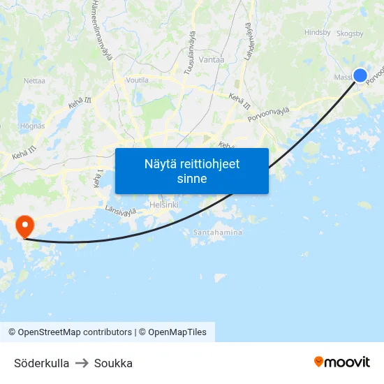 Söderkulla to Soukka map