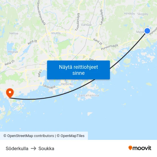 Söderkulla to Soukka map