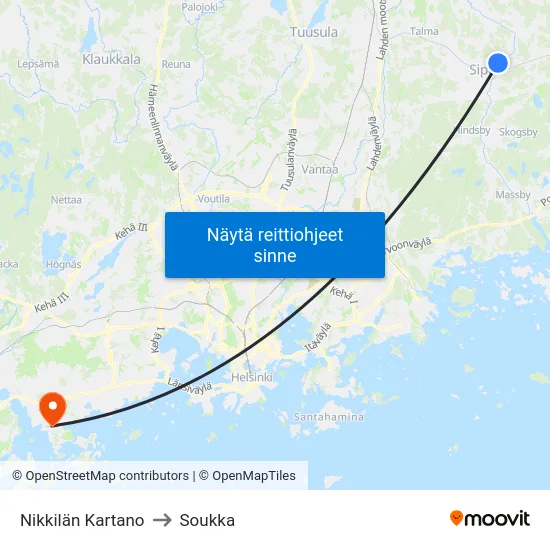 Nikkilän Kartano to Soukka map
