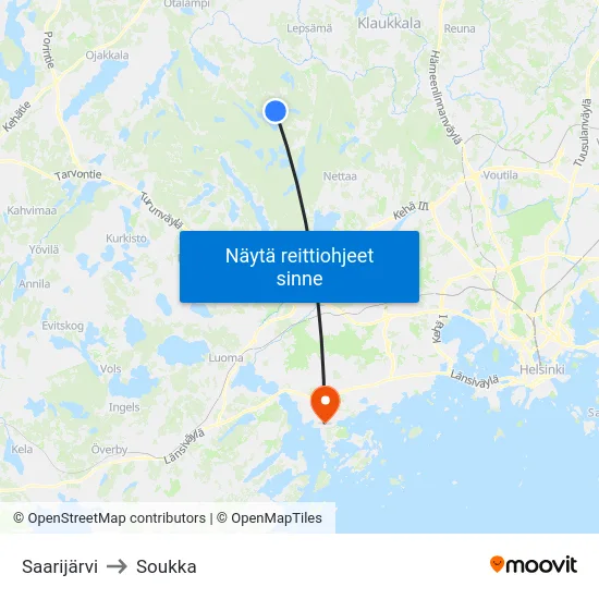 Saarijärvi to Soukka map