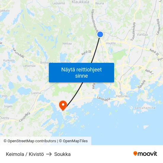 Keimola / Kivistö to Soukka map
