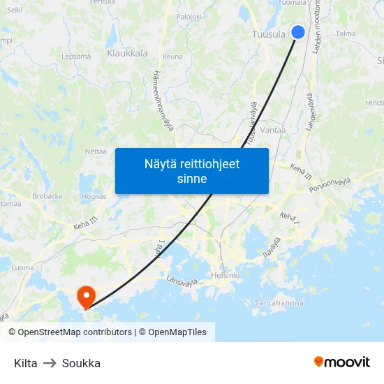 Kilta to Soukka map