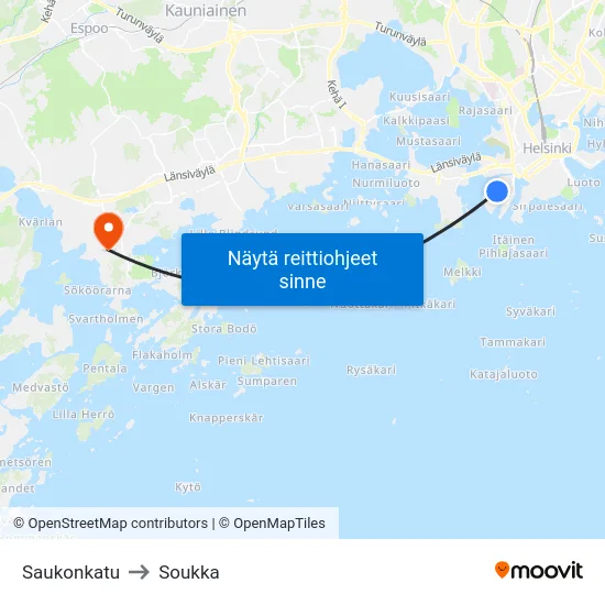 Saukonkatu to Soukka map