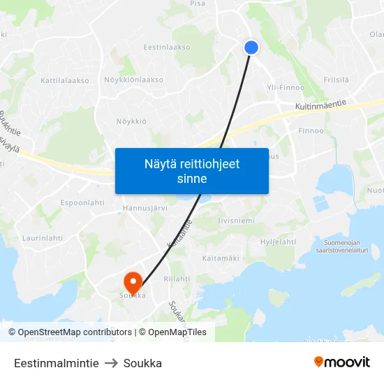 Eestinmalmintie to Soukka map