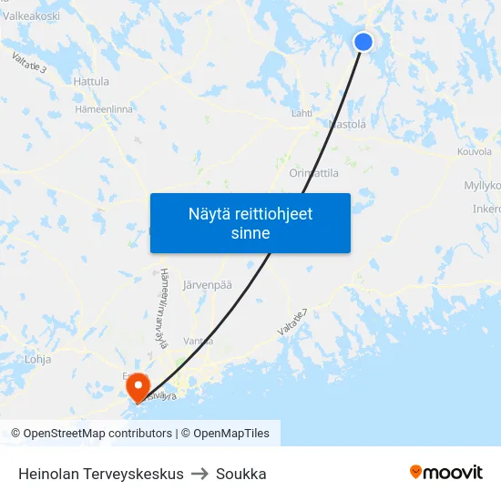 Heinolan Terveyskeskus to Soukka map