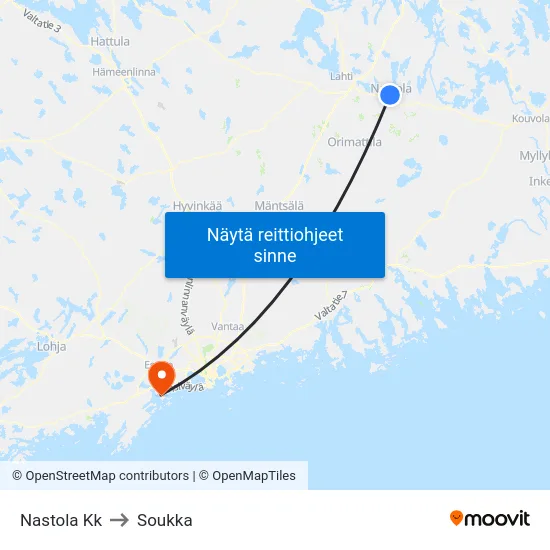 Nastola Kk to Soukka map