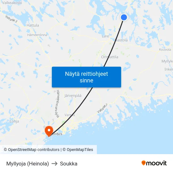 Myllyoja (Heinola) to Soukka map
