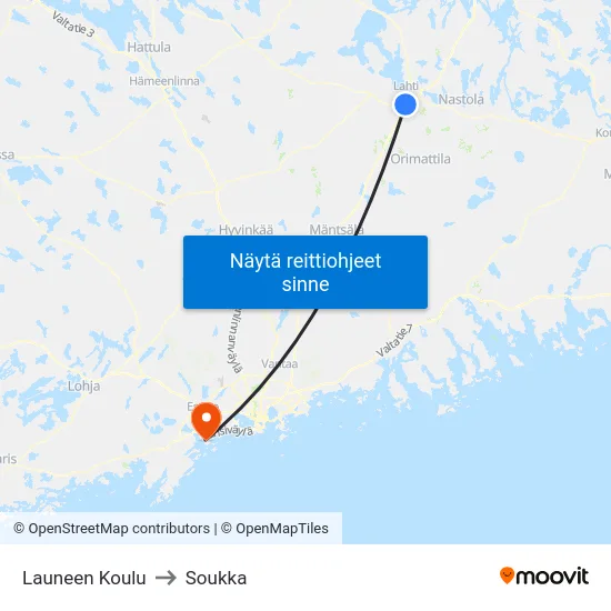 Launeen Koulu to Soukka map