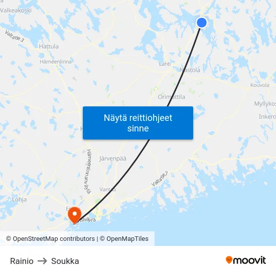 Rainio to Soukka map