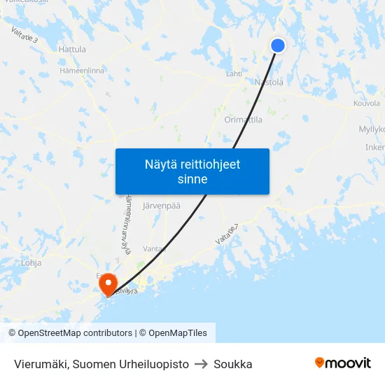 Vierumäki, Suomen Urheiluopisto to Soukka map