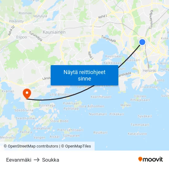 Eevanmäki to Soukka map