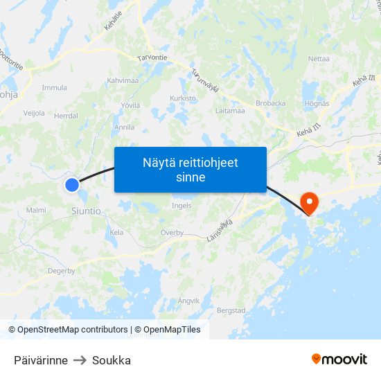 Päivärinne to Soukka map