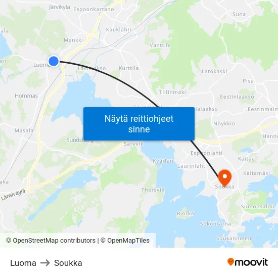 Luoma to Soukka map