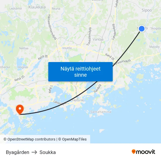 Byagården to Soukka map