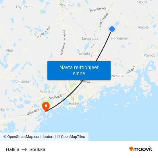 Halkia to Soukka map