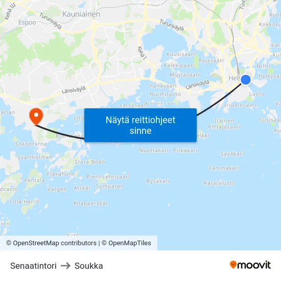Senaatintori to Soukka map