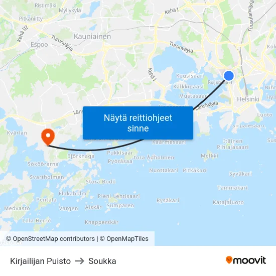 Kirjailijan Puisto to Soukka map